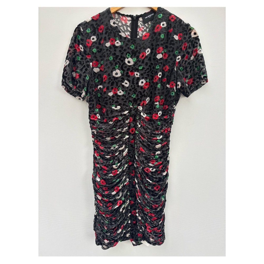 The Kooples Ruched Velvet Floral Dress